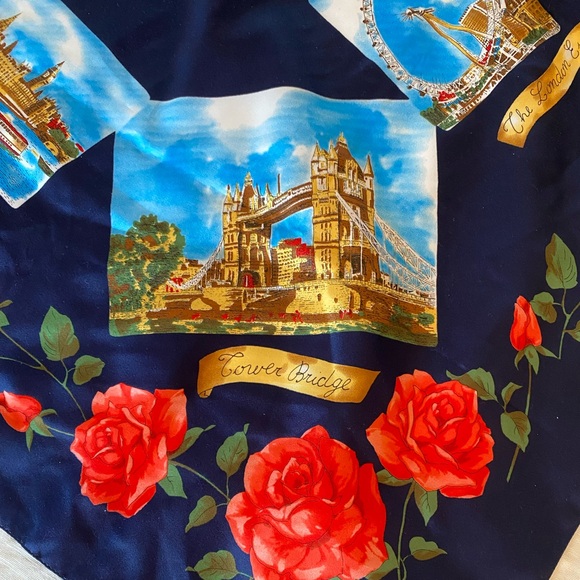 Art of the Scarf Tie Rack- London Landmarks Design, Measures 34” X 34” - Picture 2 of 8